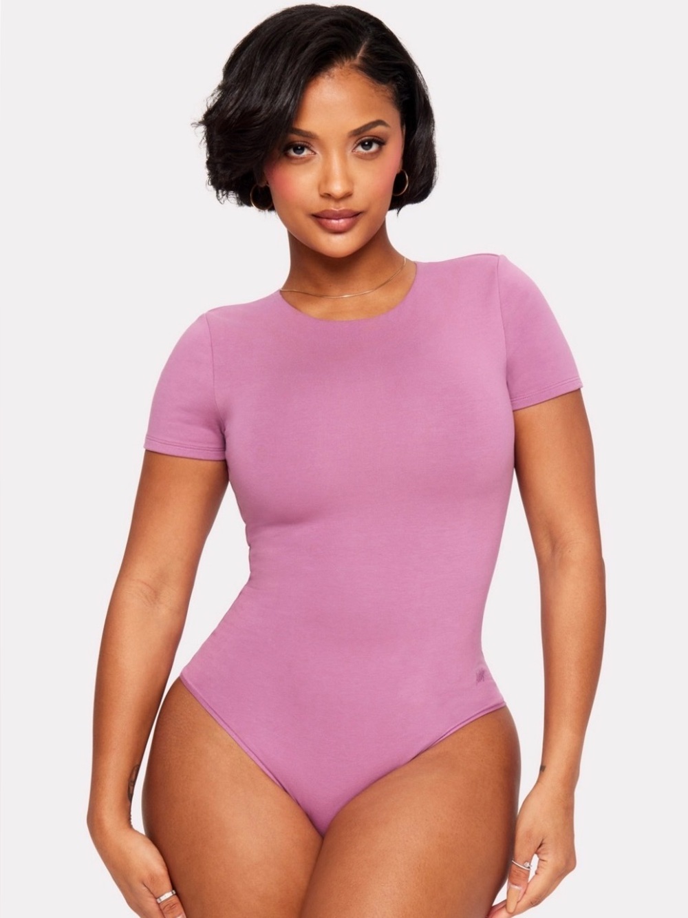 NWT YITTY Snug Cotton Short Sleeve Brief Bodysuit Purple Plum Size Small